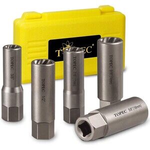Topec 5-Piece Spiral Type Deep Extractor Set, Spark Plug Automotive Tools